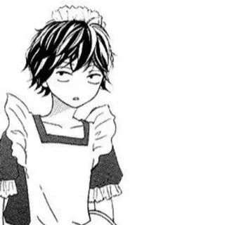 🐱 Manga, Vestito da cameriera, Anime, Personaggio, Monocromatico, Illustrazione telegram sticker
