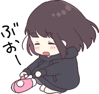 😀 ぶおー! аниме, милый, каваий, японский, девушка, уставшая, сонная whatsapp sticker