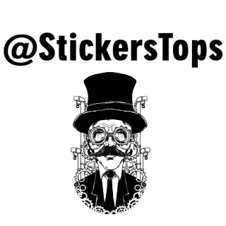 🎩 @StickersTops стикер, цилиндр, череп, шестерёнки, стимпанк, усы telegram sticker