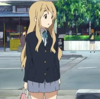 🏩 Tsumugi Kotobuki K-On! Аниме, Девушка, Школьная форма, Милая, Муги, K-On telegram sticker