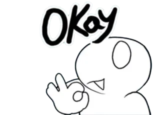 👌 Okay ok, mème, geste, approbation, blanc, minimaliste, dessin animé whatsapp sticker