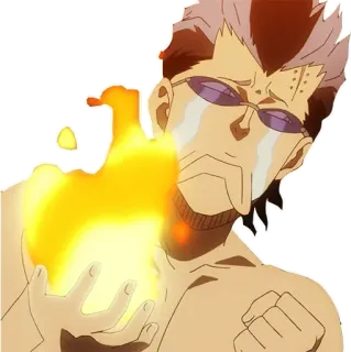 ☹️ 애니메이션, 불, 울음, 캐릭터, 블랙 클로버 telegram sticker