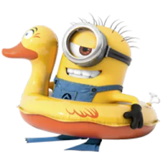 😁 Minion hoạt hình, màu vàng, bơm hơi, vịt, minions, mùa hè, hồ bơi whatsapp sticker