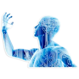 🤔 Cyborg, Futuristik, Teknologi, Papan sirkuit, Kecerdasan buatan, Humanoid whatsapp sticker