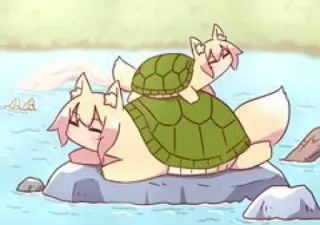 🦊 raposa, tartaruga, anime, kawaii, desenho animado telegram sticker