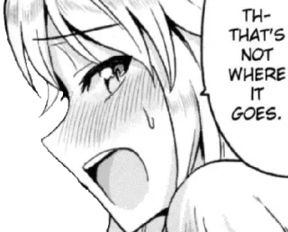 😣 TH- THAT'S NOT WHERE IT GOES. Anime, Mangá, Engraçado, Rosto, Balão de fala, Envergonhado telegram sticker