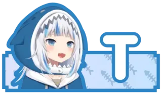 🔤 T Squalo, Cartone animato, Anime, Carino, Blu telegram sticker