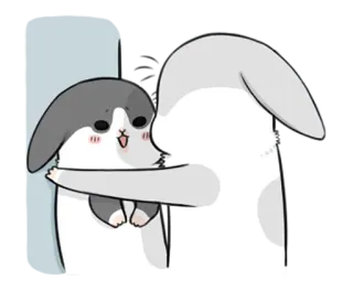 😊 conejo, conejito, lindo, animal, abrazo, kawaii telegram sticker