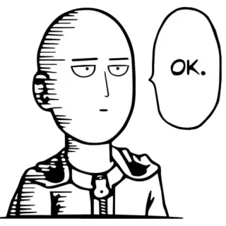 😐 Saitama One-Punch Man OK. Saitama, One-Punch Man, anime, manga, hero, OK telegram sticker