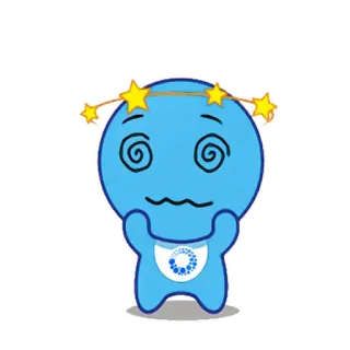 😵 cartone animato, stordito, blu, personaggio, stelle telegram sticker