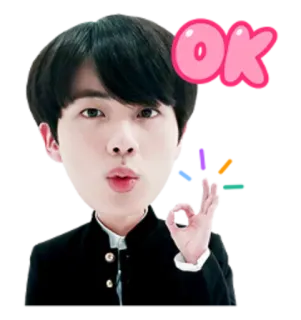 👌 OK k-pop, ok, ragazzo, capelli neri, gesto, cartone animato, uomo telegram sticker