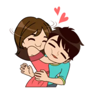 😚 pareja, amor, corazones, dibujos animados, abrazando, romance, cariño telegram sticker