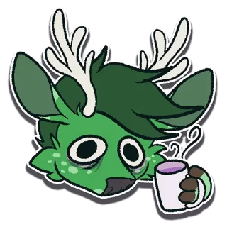 😅 олень, милый, мультяшный, сонный, животное, каваий, стикер telegram sticker