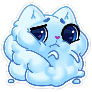 😟 кот, милый, грустный, облако, пушистый, каваий whatsapp sticker