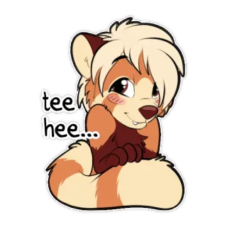 😊 tee hee... schattig, rode panda, dier, cartoon, hihi, speels telegram sticker