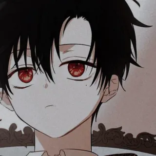 😈 อนิเมะ, มังงะ, การ์ตูน, ตัวละคร, ภาพประกอบ, ตาสีแดง, ผมสีดำ telegram sticker
