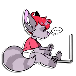 🤓 Furry, Antropomorf, Cartoon, Computer, Laptop, Schattig whatsapp sticker