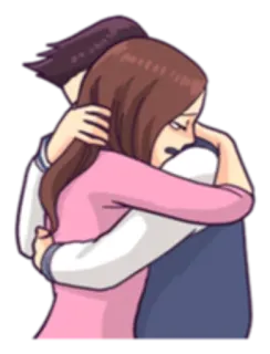 💑 hug, couple, love, embrace, cartoon, affection telegram sticker