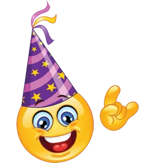 🎉 Émoji, Fête, Célébration, Chapeau, Geste de la main, Rock on telegram sticker