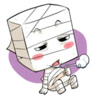 😑 cartoon, mummy, bandages, sad telegram sticker