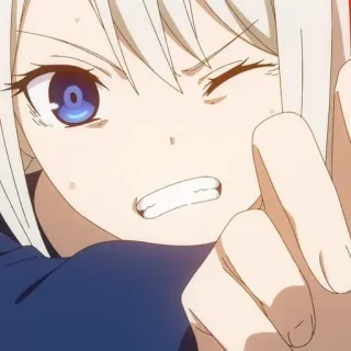 🤬 Anime, Meisje, Personage, Vinger, Knipogen, Cartoon whatsapp sticker