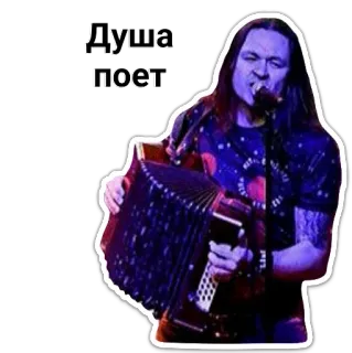 🎶 Душа поет ดนตรี, นักดนตรี, แอคคอร์เดียน, เพลง, การร้องเพลง, การแสดง whatsapp sticker