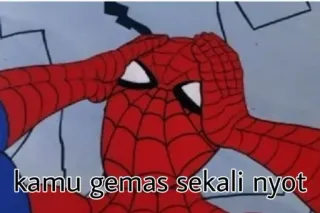 🕸 Spider-Man kamu gemas sekali nyot spider-man, mème, dessin animé, super-héros whatsapp sticker