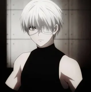 🦾 Ken Kaneki Tokyo Ghoul Anime, Ghoul, Weißes Haar, Einäugig, Ken Kaneki, Augenklappe telegram sticker