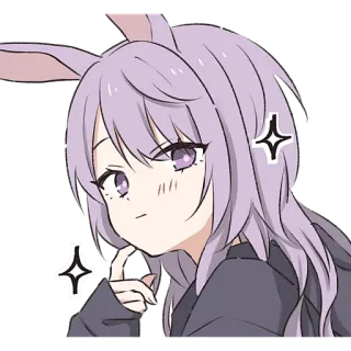 🌟 Аниме, Девушка, Зайчик, Милый, Блестки, Мультфильм, Иллюстрация whatsapp sticker