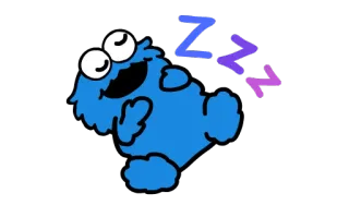 😴 Cookie Monster Sesame Street คุกกี้มอนสเตอร์, นอนหลับ, เซซามีสตรีท, การ์ตูน telegram sticker