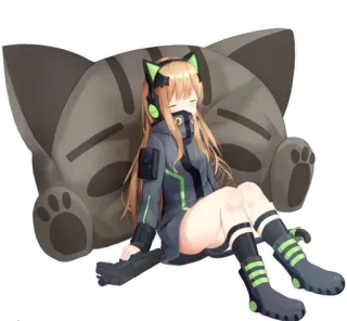 😍 anime, cat, girl, gun, weapon, headphones whatsapp sticker