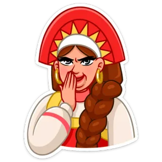 😅 donna, tradizionale, russo, furbo, cartone animato whatsapp sticker