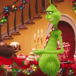 🫂 Grinch กริ๊นช์, คริสต์มาส, วันหยุด, ตัวการ์ตูน, รื่นเริง whatsapp sticker