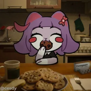 🍪 @cesdy 卡通, 饼干, 食物, 可爱, 动漫, 猫, 甜点, 早餐 telegram sticker
