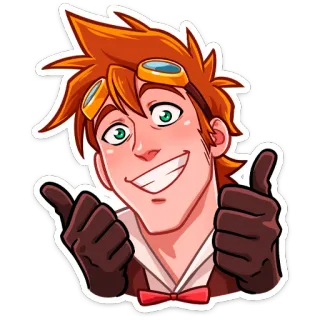 👍 Мультфильм, Персонаж, Большой палец вверх, Позитив, Стимпанк telegram sticker