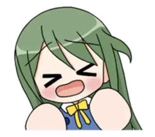 😆 Anime, Cartoon, Chibi, Grüne Haare, Weinend, Ausdruck telegram sticker