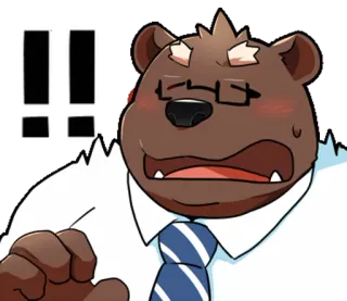 😝 bear, angry, cartoon, office, shocked whatsapp sticker