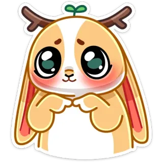 😊 süß, tier, cartoon, hirsch, hase, kawaii, aufkleber telegram sticker