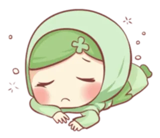 🙁 Чиби, Хиджаб, Исламский, Грустный, Милый, Каваий, Мусульманка telegram sticker