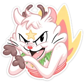 😡 Cartoon, Katze, Sticker, Tier, Geweih, Stern telegram sticker