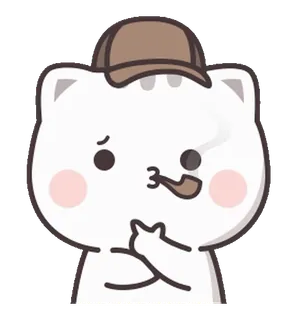 ⭐️ cat, detective, cartoon, finger, middle finger, pipe telegram sticker