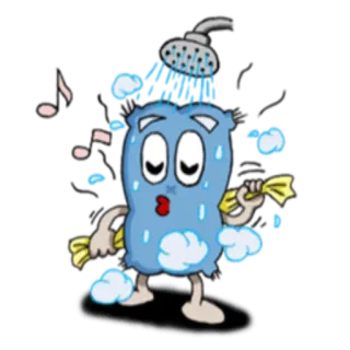 🛁 การ์ตูน, อาบน้ำ, ทำความสะอาด, ฟองสบู่, ผ้าขนหนู telegram sticker