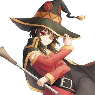 😎 Megumin Konosuba Anime, Bruja, Magia, Explosión, Bastón, Konosuba, Megumin telegram sticker