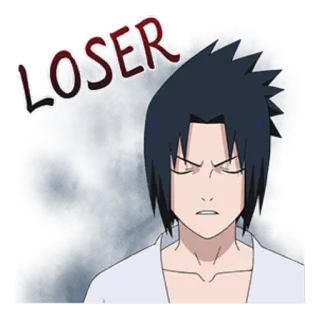 😕 Sasuke Naruto LOSER Аниме, Наруто, Саске, Неудачник, Наклейка, Мультфильм telegram sticker