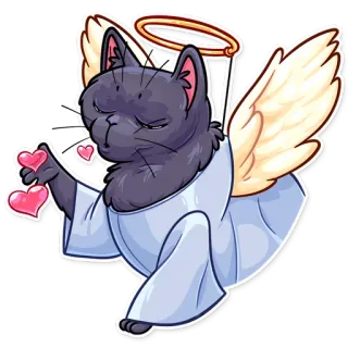😘 kucing, malaikat, sayap, halo, hati, imut telegram sticker