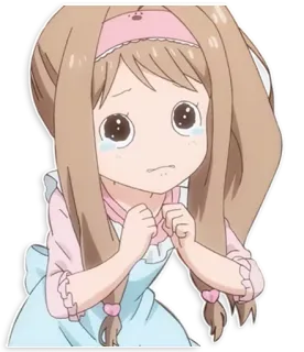 🙏 Anime, Chica, Llorando, Triste, Lágrimas, Dibujo animado telegram sticker