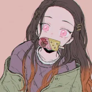 😋 Nezuko Kamado Demon Slayer 애니메이션, 네즈코, 귀멸의 칼날, 만화, 카와이, 귀여운, 아이스바, 팬아트 telegram sticker