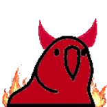 🦜 devil, parrot, bird, evil, demon, fire, animal, cartoon telegram sticker