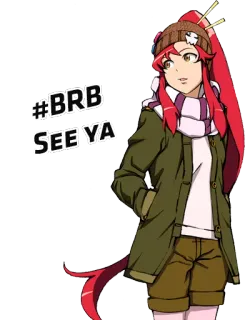 🖐 #BRB
SEE YA anime, girl, red hair, hat, jacket telegram sticker