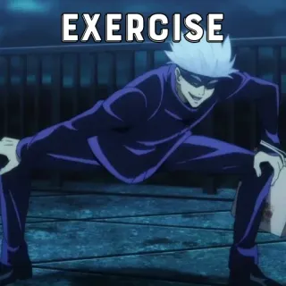 🃏 EXERCISE exercice, anime, personnage, squats, entraînement telegram sticker